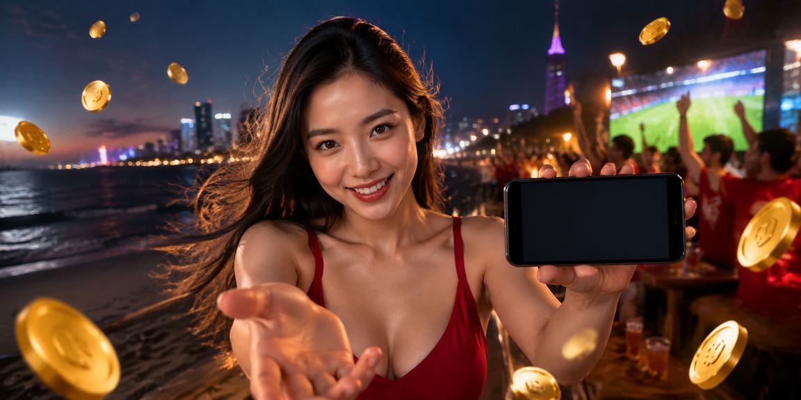 Người dùng tại Sài Gòn sử dụng casino mobile trên bãi biển với giao diện bảo mật